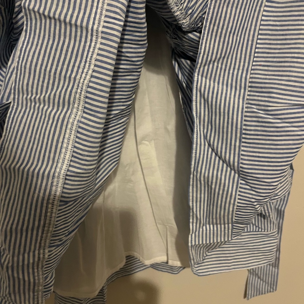J. Crew Striped sleeveless belted tiered dress Banker Blue stripes size 2 - Picture 11 of 13